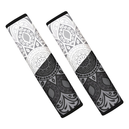 Black And White Yin Yang Mandala Print Car Seat Belt Covers