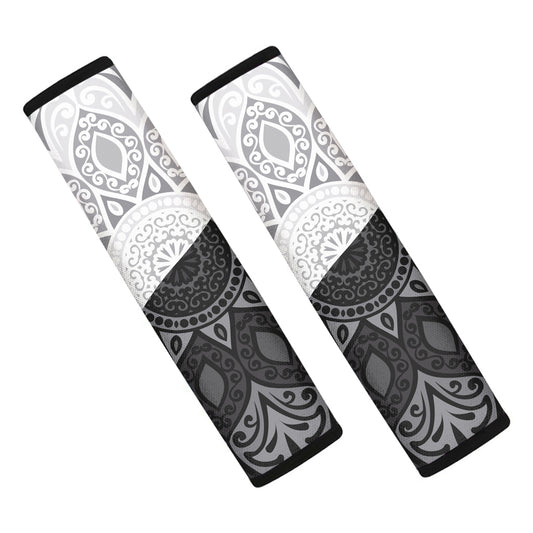 Black And White Yin Yang Mandala Print Car Seat Belt Covers