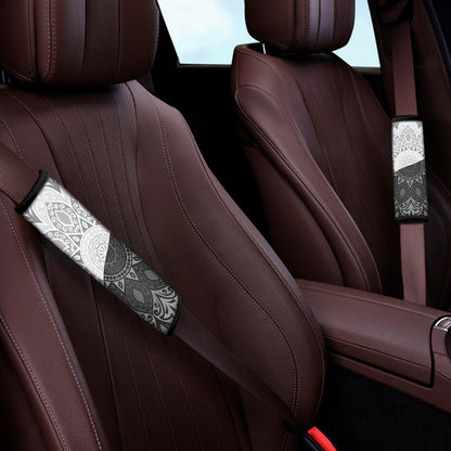 Black And White Yin Yang Mandala Print Car Seat Belt Covers