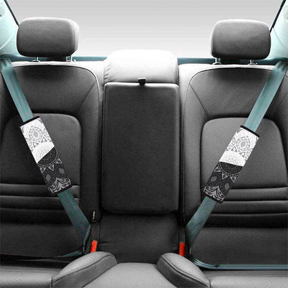 Black And White Yin Yang Mandala Print Car Seat Belt Covers