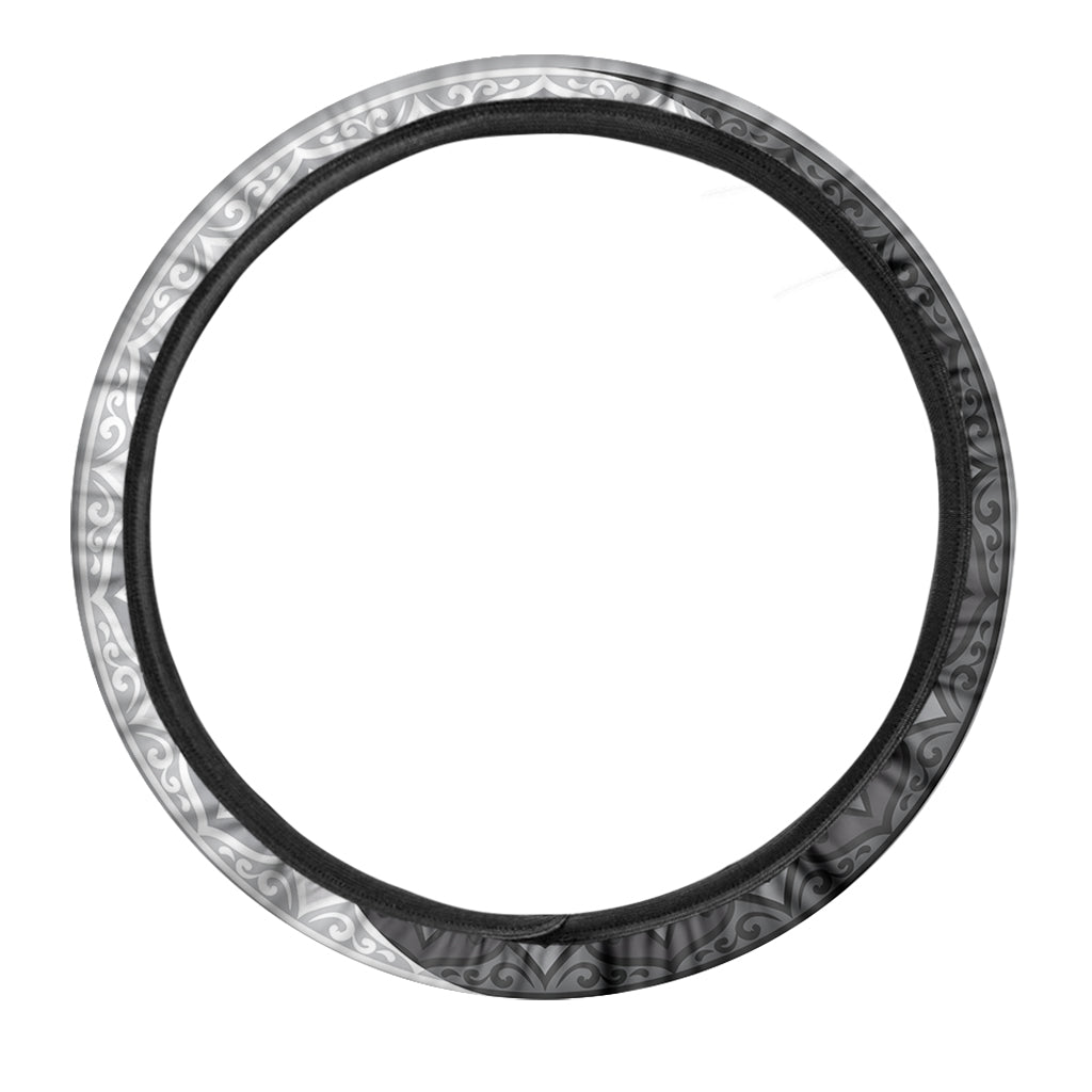 Black And White Yin Yang Mandala Print Car Steering Wheel Cover