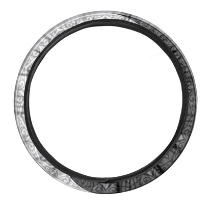 Black And White Yin Yang Mandala Print Car Steering Wheel Cover