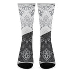 Black And White Yin Yang Mandala Print Crew Socks