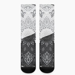 Black And White Yin Yang Mandala Print Crew Socks