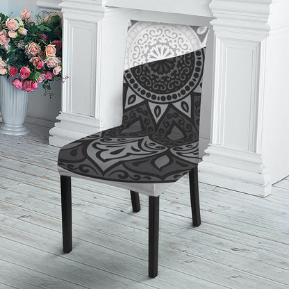 Black And White Yin Yang Mandala Print Dining Chair Slipcover