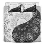 Black And White Yin Yang Mandala Print Duvet Cover Bedding Set