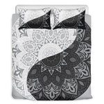 Black And White Yin Yang Mandala Print Duvet Cover Bedding Set
