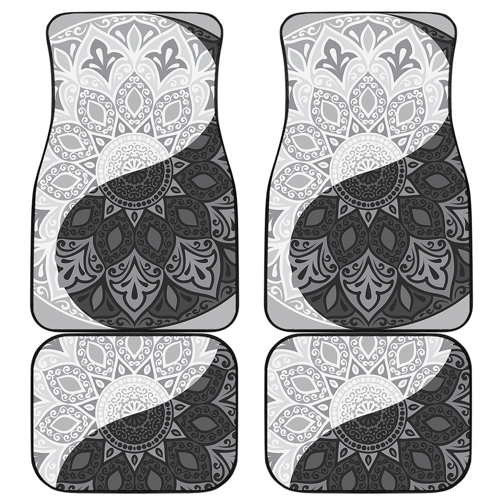Black And White Yin Yang Mandala Print Front and Back Car Floor Mats