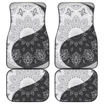 Black And White Yin Yang Mandala Print Front and Back Car Floor Mats