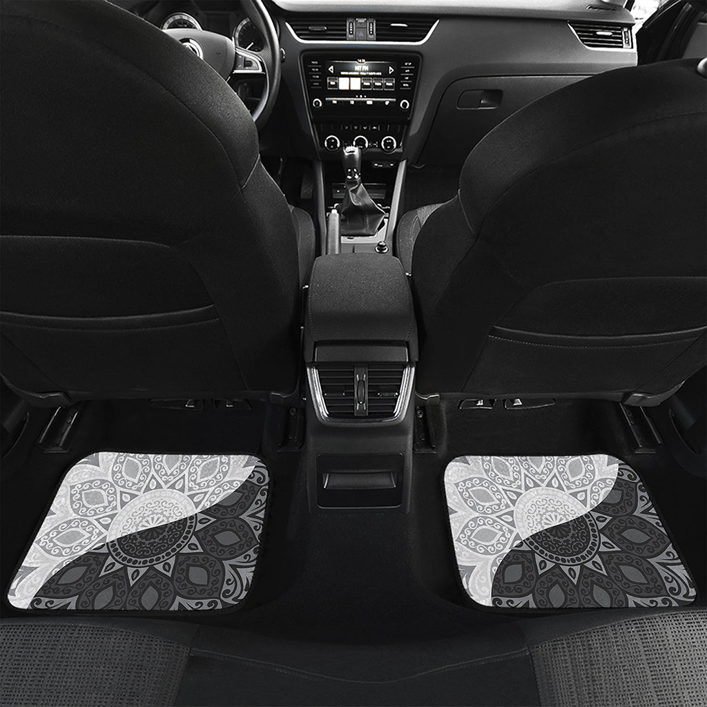 Black And White Yin Yang Mandala Print Front and Back Car Floor Mats