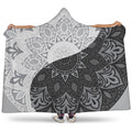 Black And White Yin Yang Mandala Print Hooded Blanket