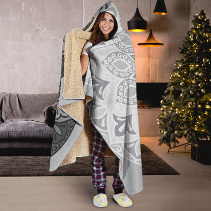 Black And White Yin Yang Mandala Print Hooded Blanket
