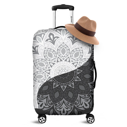Black And White Yin Yang Mandala Print Luggage Cover