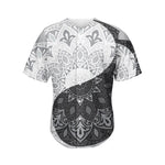 Black And White Yin Yang Mandala Print Men's Baseball Jersey