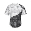 Black And White Yin Yang Mandala Print Men's Baseball Jersey