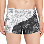 Black And White Yin Yang Mandala Print Men's Boxer Briefs