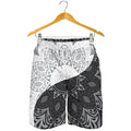 Black And White Yin Yang Mandala Print Men's Shorts