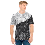 Black And White Yin Yang Mandala Print Men's T-Shirt