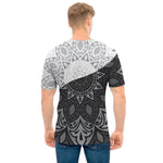 Black And White Yin Yang Mandala Print Men's T-Shirt