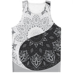 Black And White Yin Yang Mandala Print Men's Tank Top