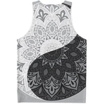 Black And White Yin Yang Mandala Print Men's Tank Top