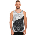 Black And White Yin Yang Mandala Print Men's Tank Top
