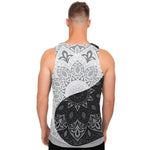 Black And White Yin Yang Mandala Print Men's Tank Top