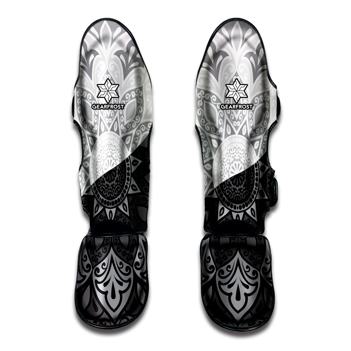 Black And White Yin Yang Mandala Print Muay Thai Shin Guard