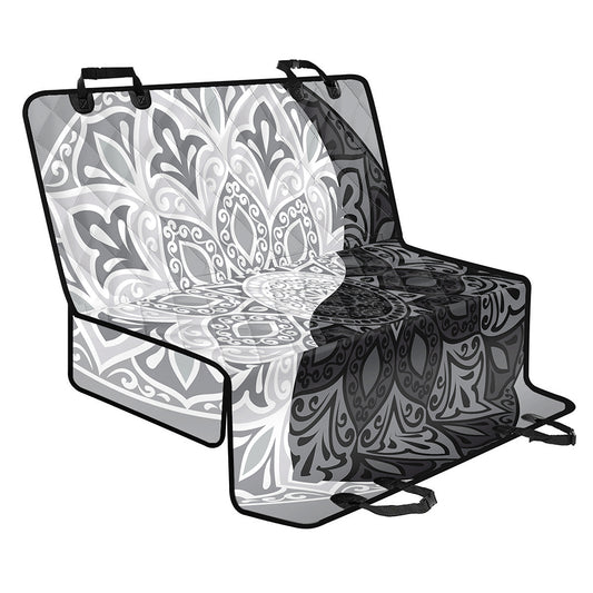 Black And White Yin Yang Mandala Print Pet Car Back Seat Cover