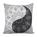 Black And White Yin Yang Mandala Print Pillow Cover