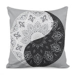 Black And White Yin Yang Mandala Print Pillow Cover
