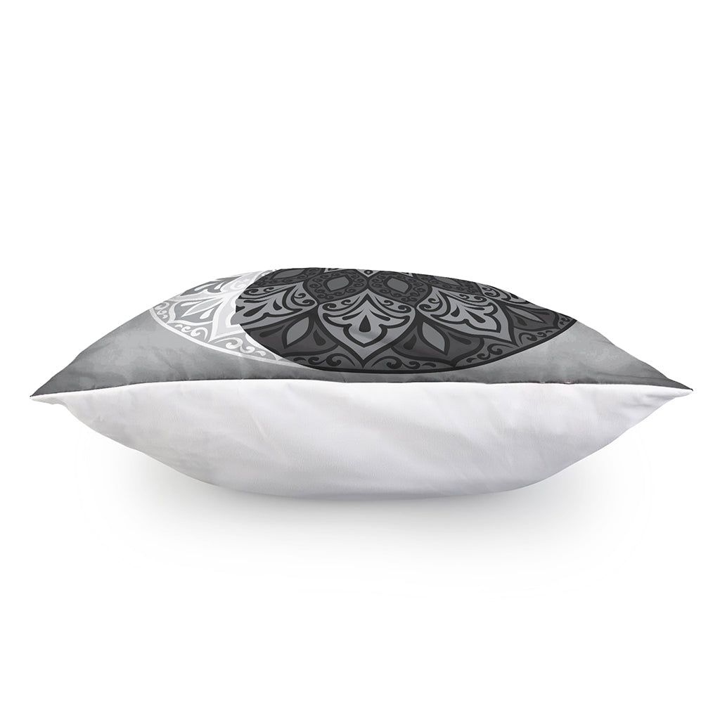 Black And White Yin Yang Mandala Print Pillow Cover