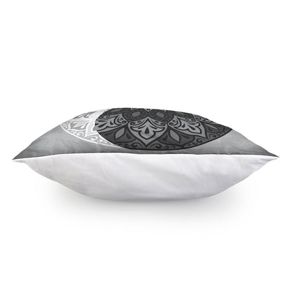 Black And White Yin Yang Mandala Print Pillow Cover