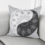 Black And White Yin Yang Mandala Print Pillow Cover