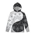Black And White Yin Yang Mandala Print Pullover Hoodie
