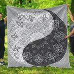 Black And White Yin Yang Mandala Print Quilt