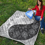 Black And White Yin Yang Mandala Print Quilt