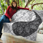 Black And White Yin Yang Mandala Print Quilt