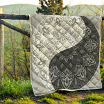 Black And White Yin Yang Mandala Print Quilt