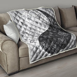 Black And White Yin Yang Mandala Print Quilt