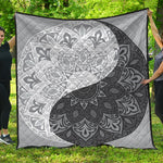 Black And White Yin Yang Mandala Print Quilt