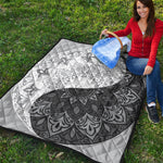 Black And White Yin Yang Mandala Print Quilt