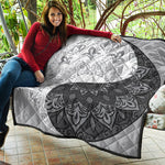 Black And White Yin Yang Mandala Print Quilt