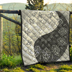Black And White Yin Yang Mandala Print Quilt