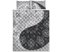 Black And White Yin Yang Mandala Print Quilt Bed Set