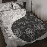 Black And White Yin Yang Mandala Print Quilt Bed Set