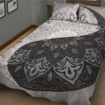 Black And White Yin Yang Mandala Print Quilt Bed Set