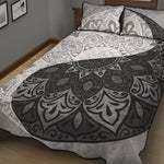 Black And White Yin Yang Mandala Print Quilt Bed Set