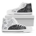Black And White Yin Yang Mandala Print White High Top Sneakers