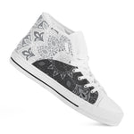 Black And White Yin Yang Mandala Print White High Top Shoes